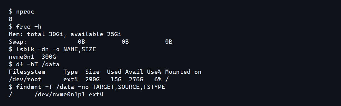 ตัวอย่างผลตรวจ CPU, memory และ disk ของ VM